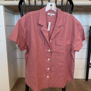 Madewell cropped button up t shirt with pocket